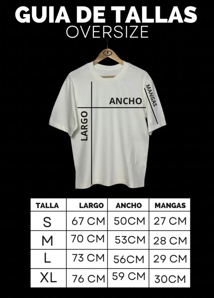 guia de tallas oversize maratón cucuta metropolitana
